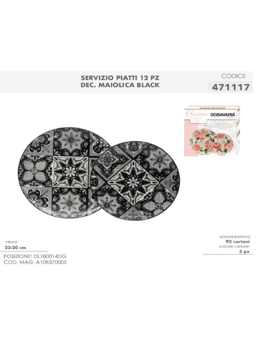SERV.TAVOLA 12pz DEC. MAIOLICA BLACK