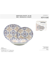 SERV.TAVOLA 18pz DEC. MAIOLICA TAUPE