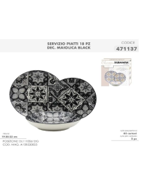SERV.TAVOLA 18pz DEC. MAIOLICA BLACK