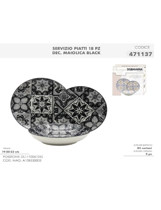 SERV.TAVOLA 18pz DEC. MAIOLICA BLACK