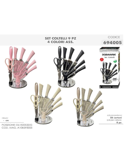 COLTELLI CUCINA SET 9pz COL.ASS. 694005