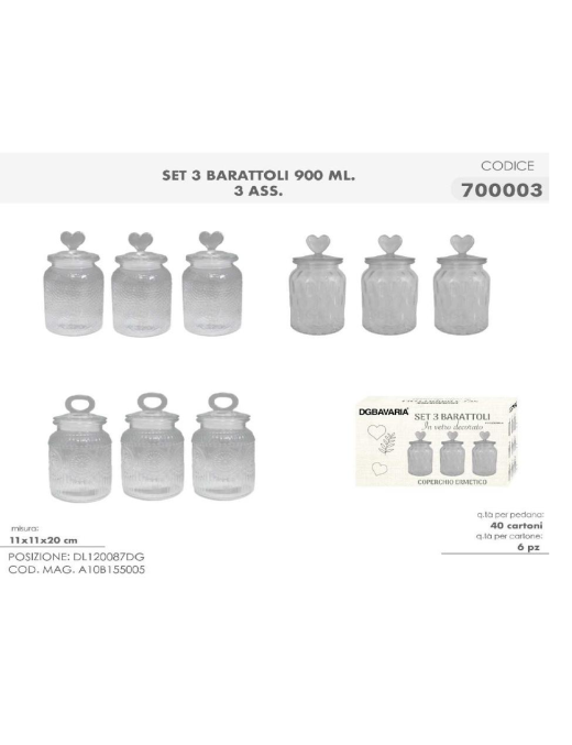 L.VETRO BARATTOLI 3pz COP CERAM 700003