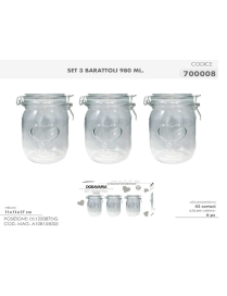 L.VETRO BARATTOLI 3pz ERMETICI 700008
