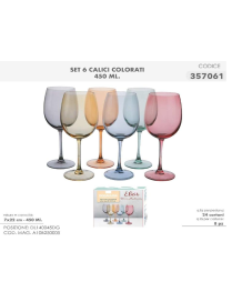L.VETRO CALICI VINO COLOR 6pz