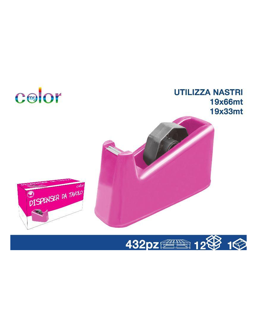 ADHESIVE TAPE DISPENSER 21x10cm PINK