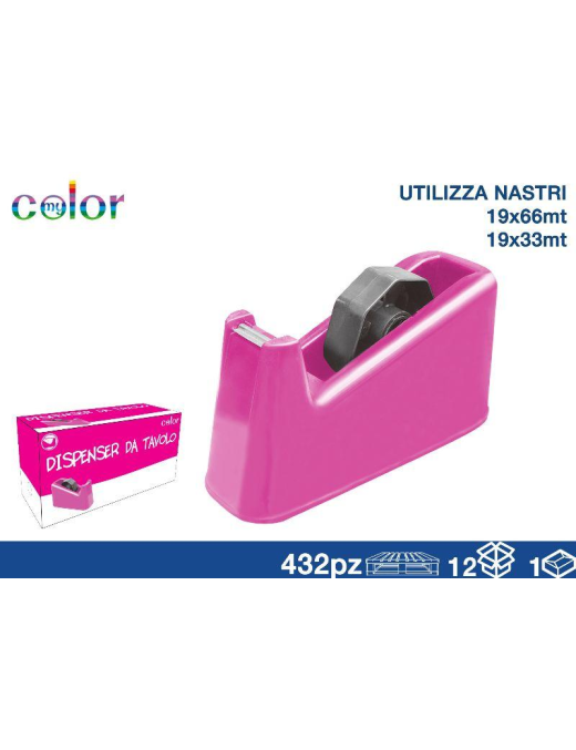 DISPENSER NASTRO ADESIVO 21x10cm ROSA