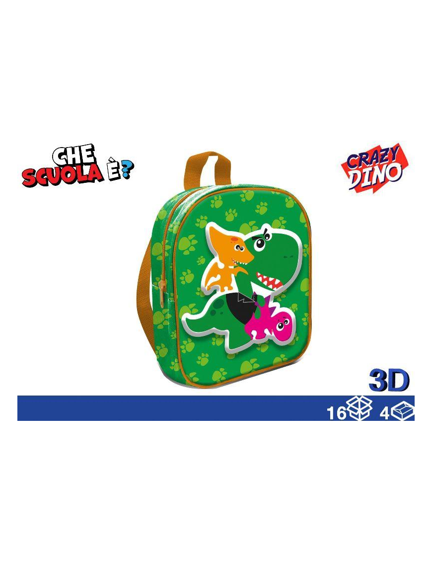 ZAINO 3D CRAZY DINO 30cm