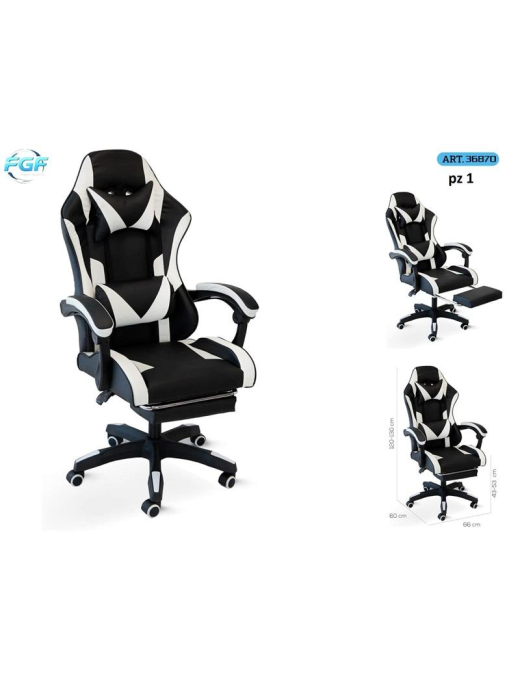 POLTRONA GAMING ECOPELLE BIANCA 36870