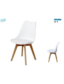 SEDIA LEGNO C/SEDUTA PLAST BIANCA 4pz