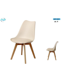 SEDIA LEGNO C/SEDUTA PLAST BEIGE 4pz