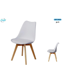 SEDIA LEGNO C/SEDUTA PLAST GRIGIO 4pz