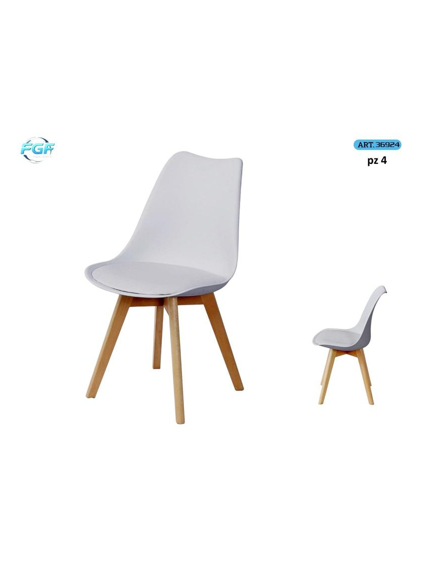 SEDIA LEGNO C/SEDUTA PLAST GRIGIO 4pz