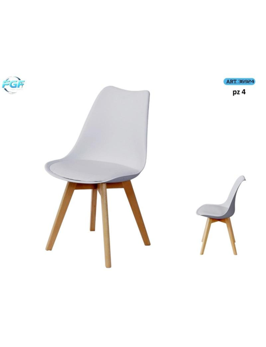 SEDIA LEGNO C/SEDUTA PLAST GRIGIO 4pz