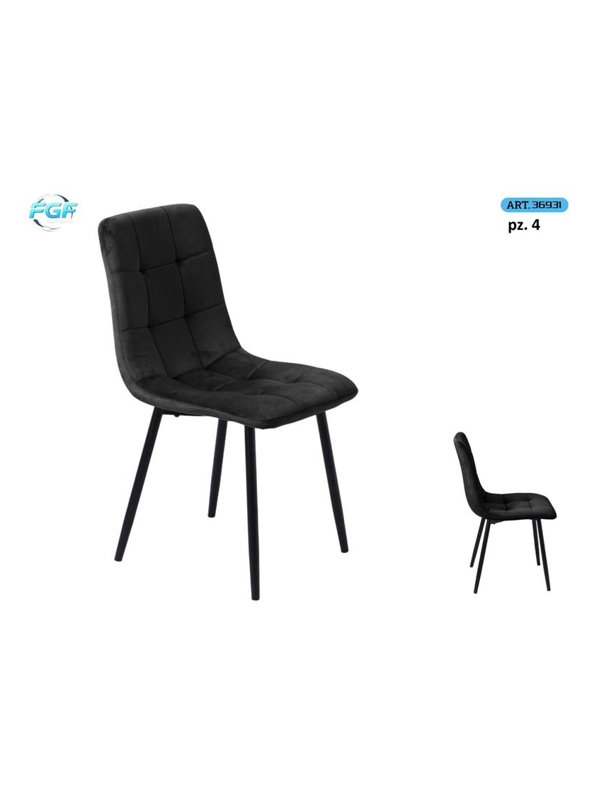 SEDIA METALLO C/SEDUTA VELL NERO 4pz