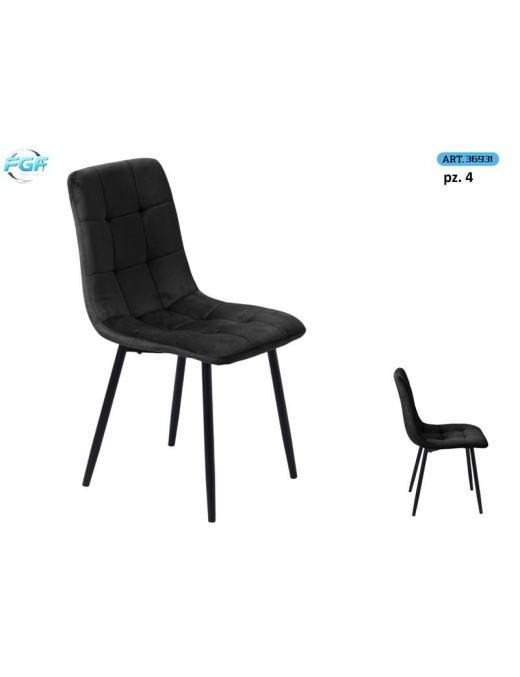 SEDIA METALLO C/SEDUTA VELL NERO 4pz