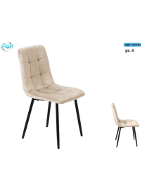 SEDIA METALLO C/SEDUTA VELL BEIGE 4pz