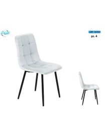 SEDIA METALLO C/SEDUTA VELL BIANCA 4pz