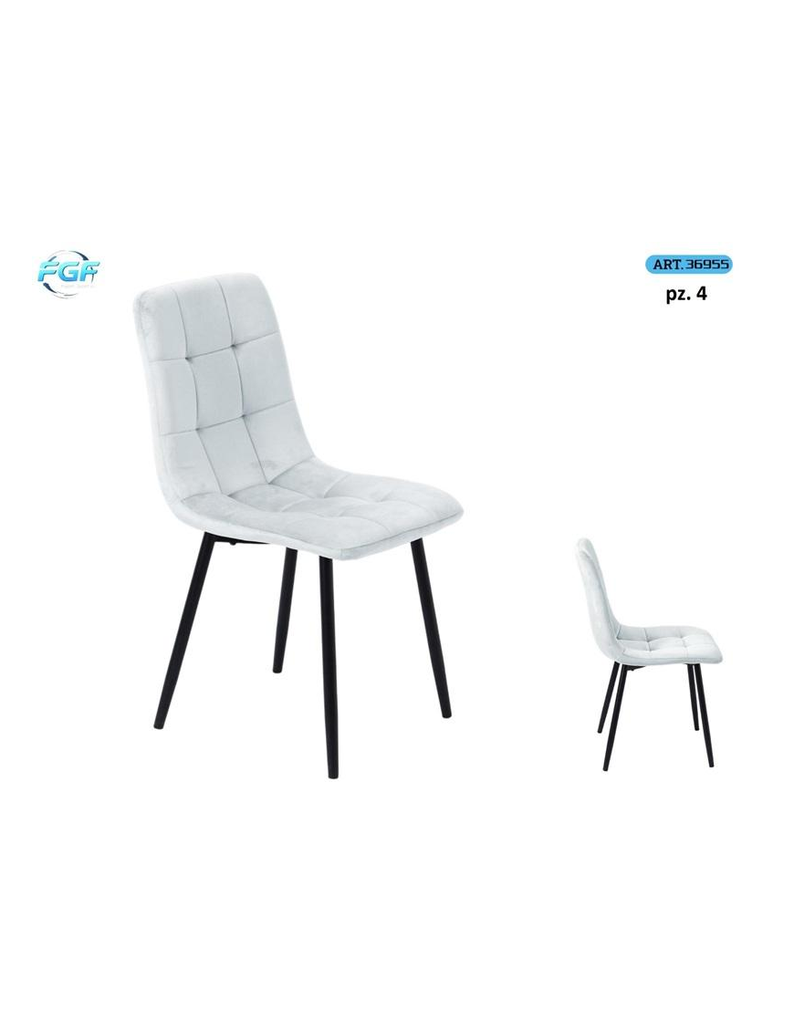 SEDIA METALLO C/SEDUTA VELL BIANCA 4pz