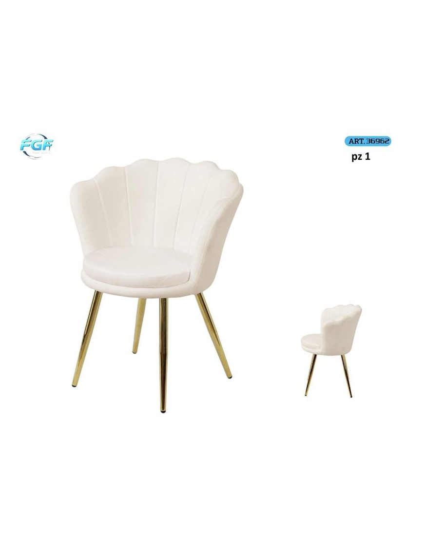 POLTRONA METALLO C/SEDUTA VELL CREMA