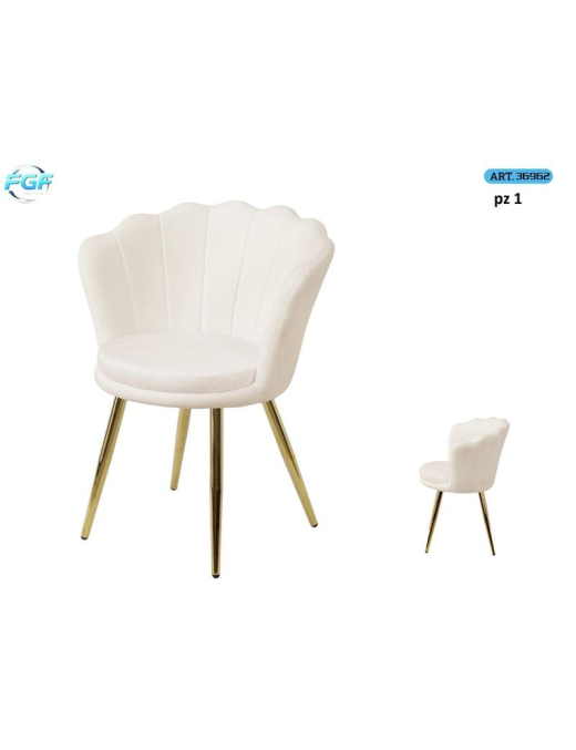 POLTRONA METALLO C/SEDUTA VELL CREMA