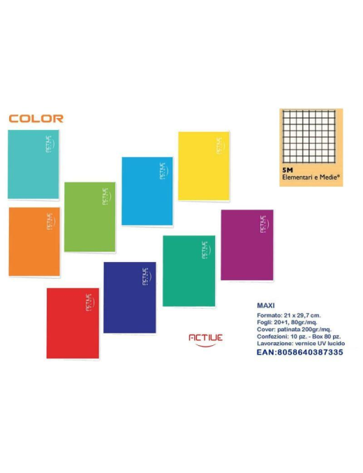 QUADERNO MAXI COLOR 20fg 80gr 5MM