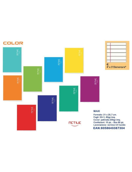 QUADERNO MAXI COLOR 20fg 80gr C