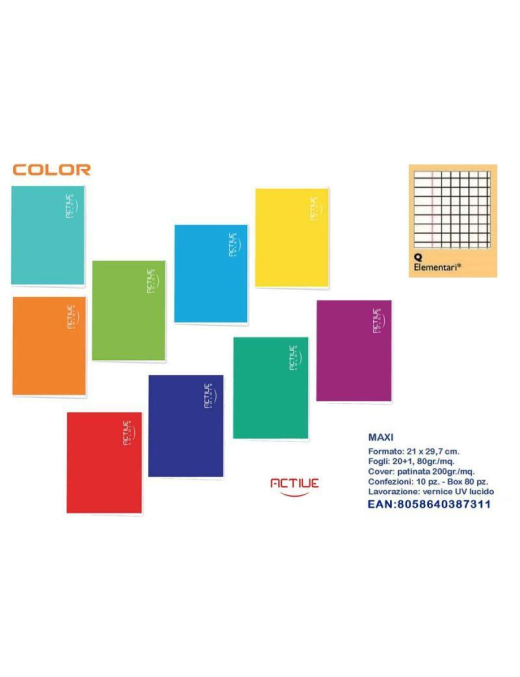QUADERNO MAXI COLOR 20fg 80gr Q