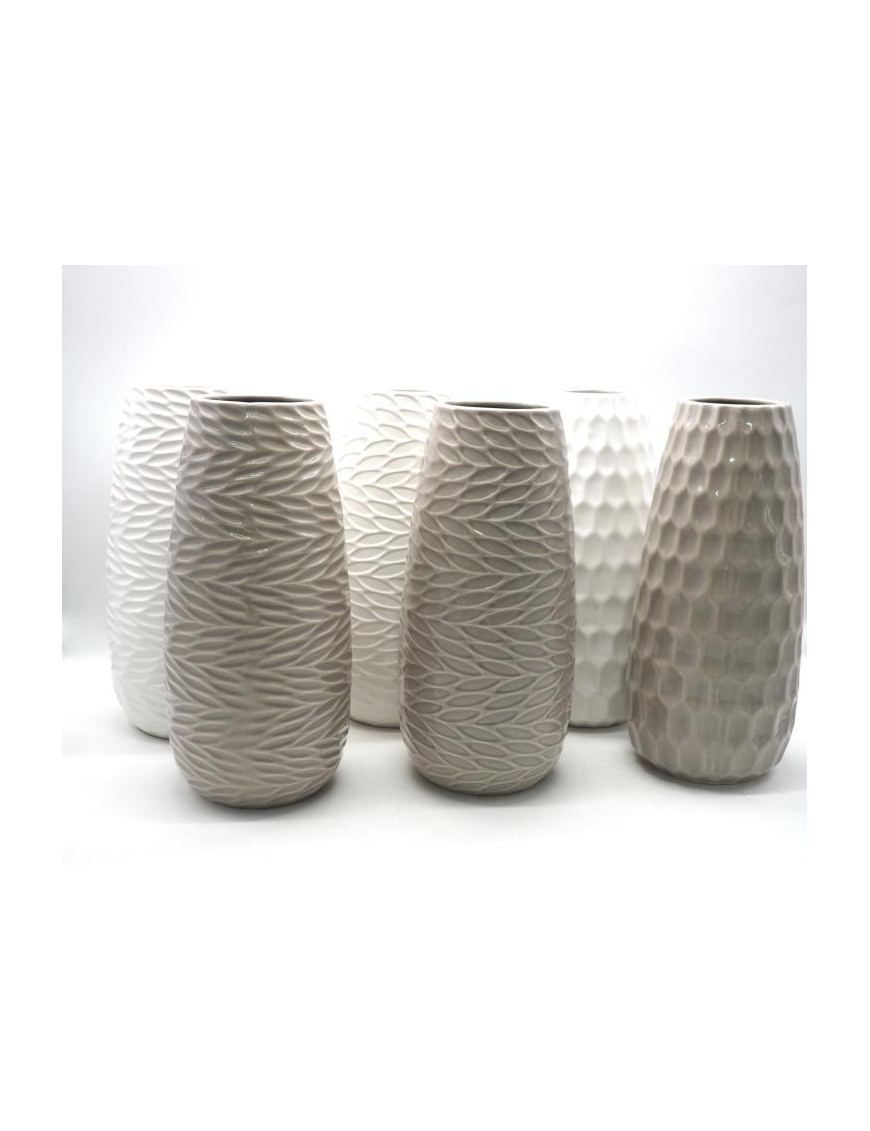 VASO CERAMICA BIANCO/TORTORA 28cm 34601