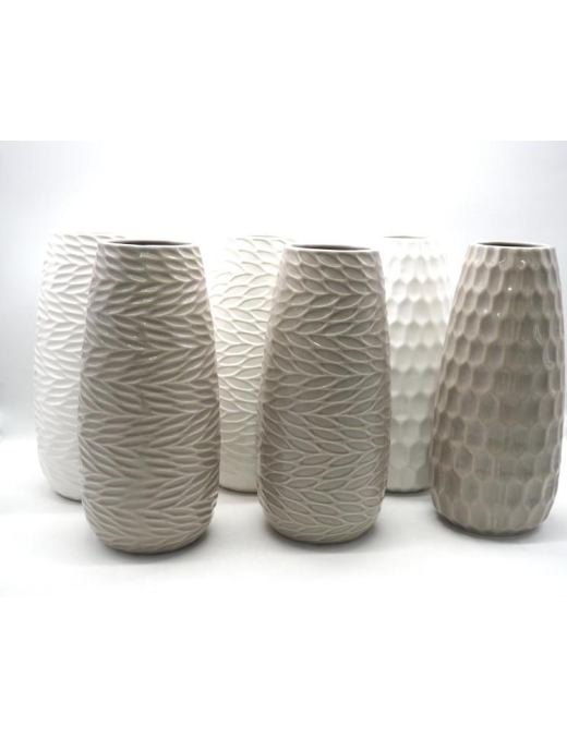 VASO CERAMICA BIANCO/TORTORA 28cm 34601