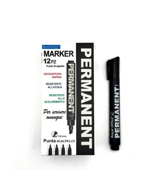 MARKER INDELEBILE PUNTA SCALPELLO NERO 12pz
