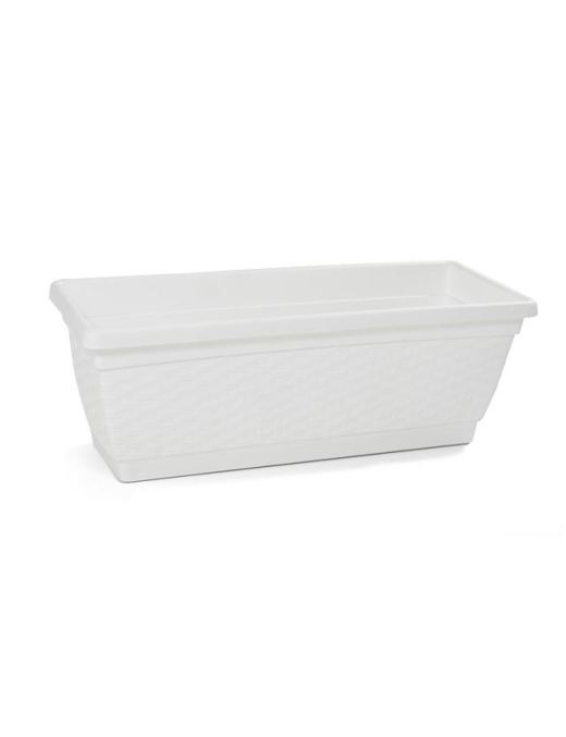 RATTAN LINE PLANTER 50 CM WHITE