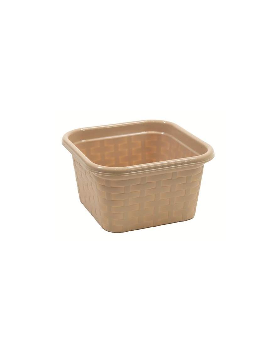 DOVE GREY RATTAN BASKET WITH SQUARE FRAME 15x15x8cm