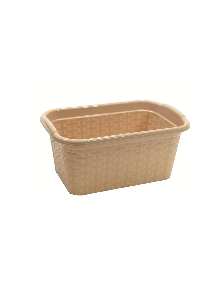 RECTANGULAR DOVE GREY RATTAN BASKET 24x15x9.5cm