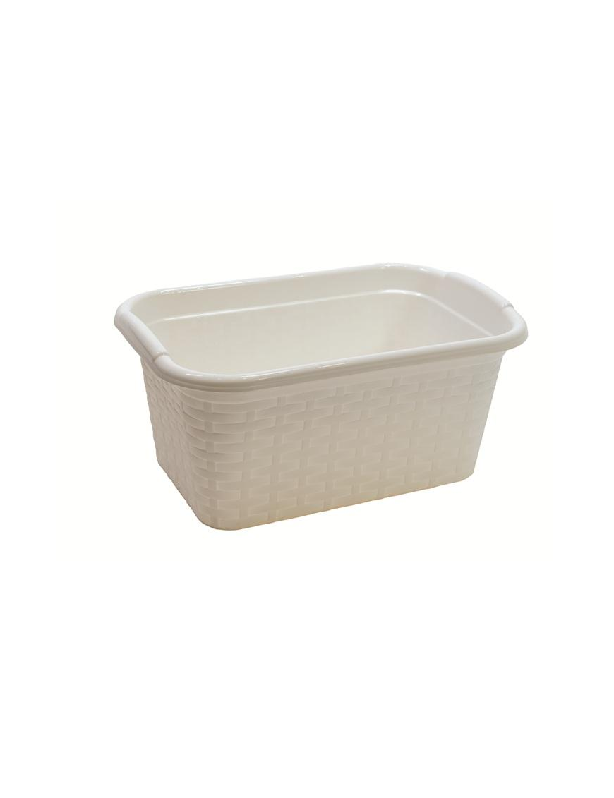 RECTANGULAR WHITE RATTAN BASKET 24x15x9.5cm