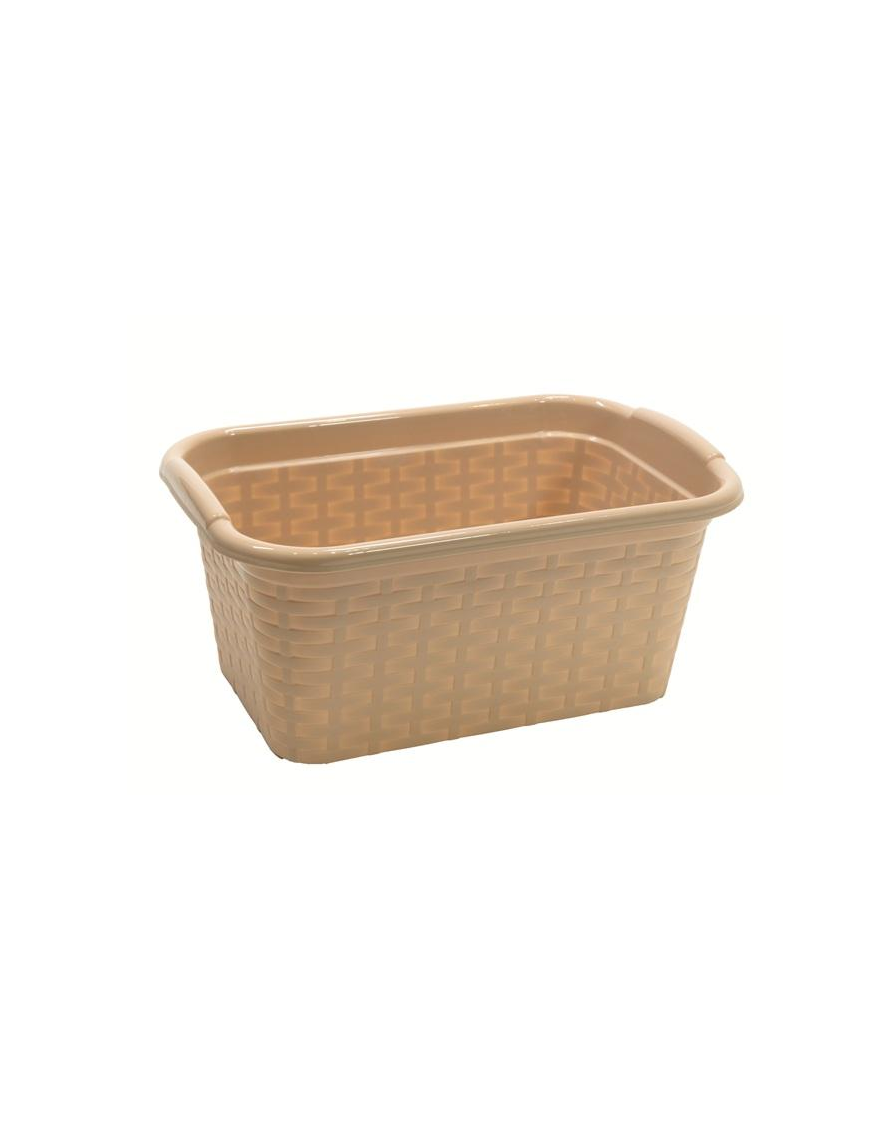 RECTANGULAR DOVE GREY RATTAN BASKET 30x19x13cm