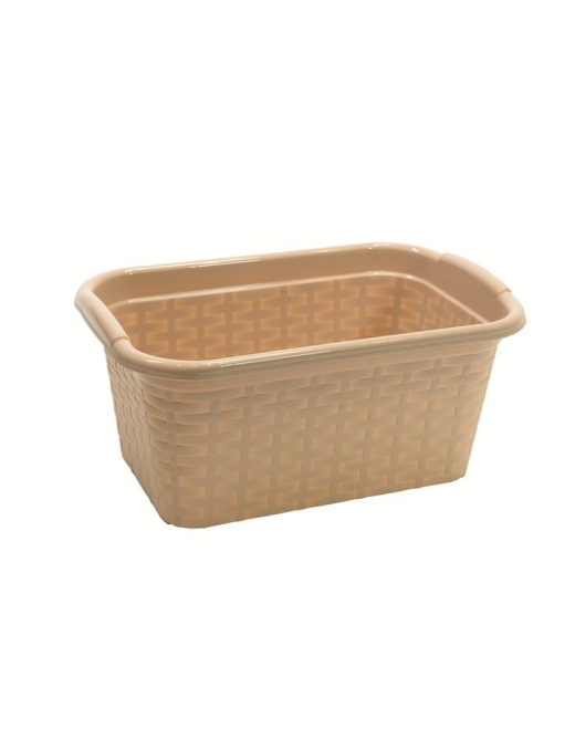 RECTANGULAR DOVE GREY RATTAN BASKET 30x19x13cm