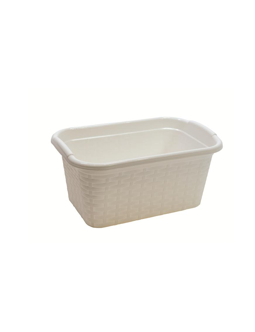 RECTANGULAR WHITE RATTAN BASKET 30x19x13cm