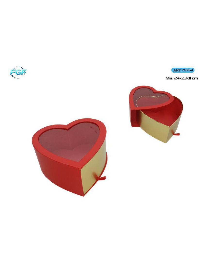 SCATOLA CUORE CARTA/PVC 24x23x11cm