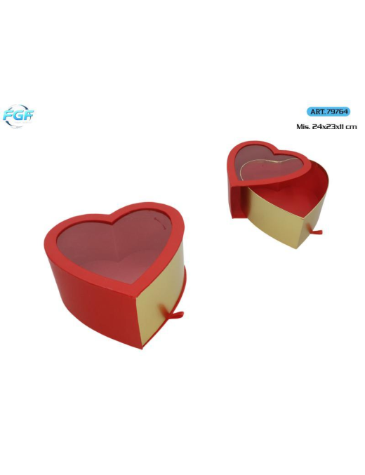 SCATOLA CUORE CARTA/PVC 24x23x11cm