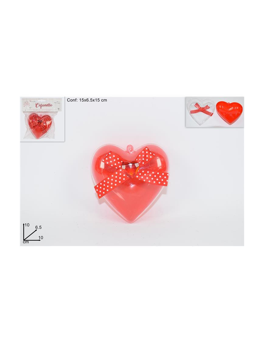 PLASTIC HEART WITH RIBBON 10cm