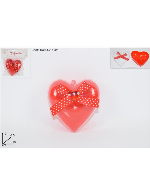 CUORE PLASTICA CON NASTRO 10cm