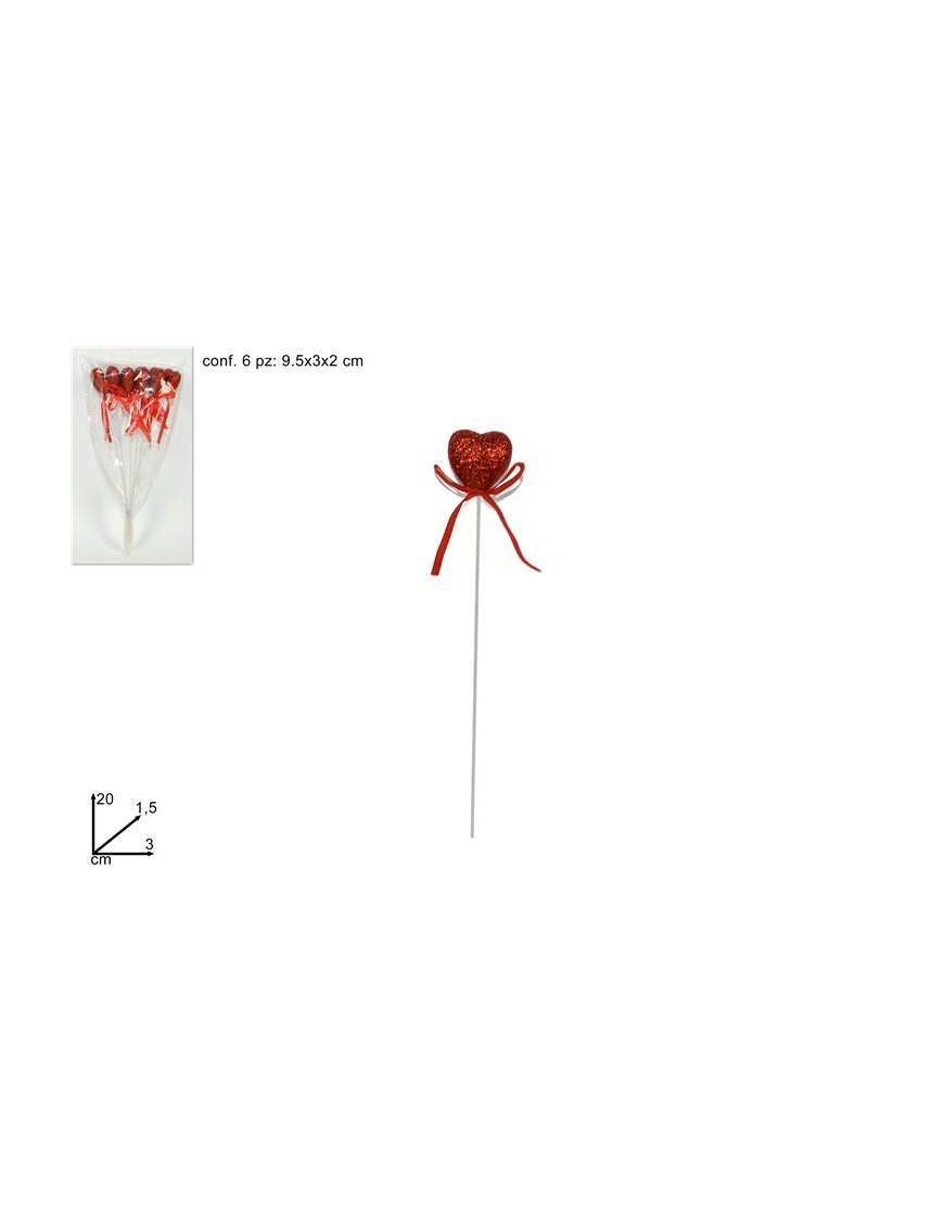 SPILLONE 20cm CUORE 6pezzi