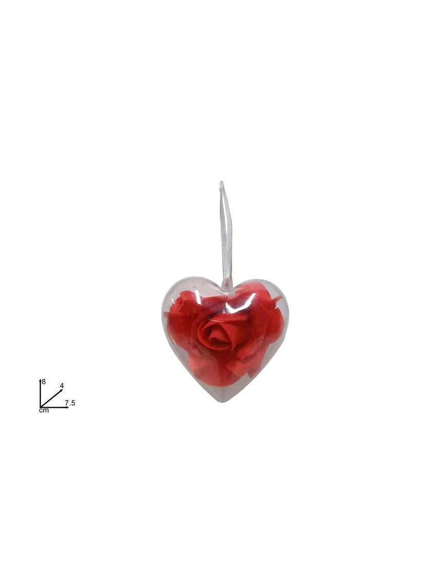 HEART HANGER WITH RED ROSE