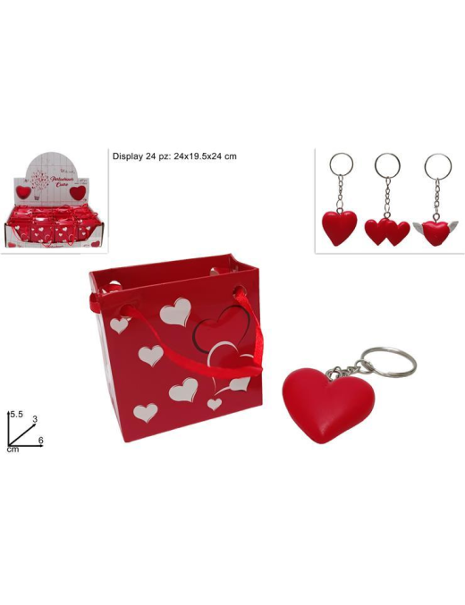 PORTACHIAVI CUORE CON BUSTA REGALO