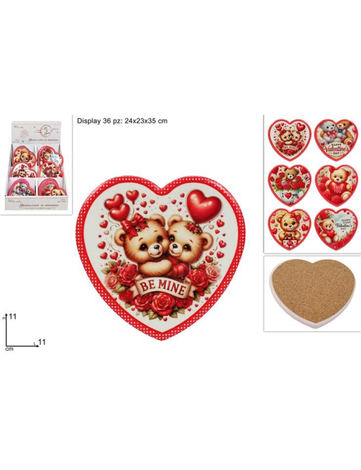 SOUVENIR HEART CORK BASE 11cm