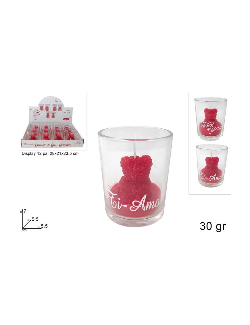 CANDELA IN BICCHIERE ORSETTO 7 centimetri