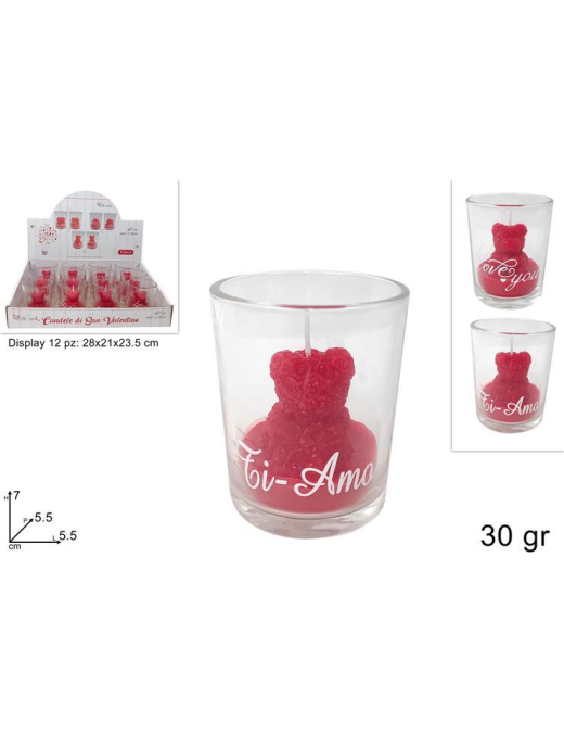 CANDLE IN GLASS BEAR BEAR 7 centimetres