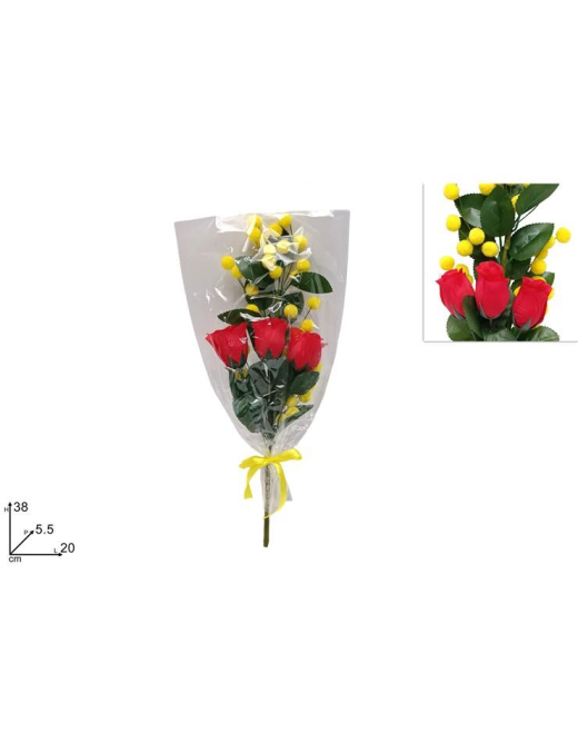 MAZZO MIMOSA con 3 ROSE
