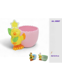 Terracotta vase with chick decoration 20x15x18cm