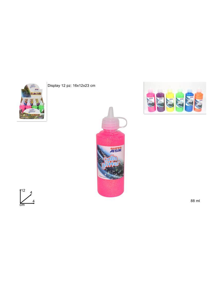 GLITTER GLUE 88 GRAMS ASSORTED COLORS